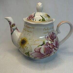 Floral Teapot Kent Pottery Ashley Grace Collection Dishwasher Microwave Safe